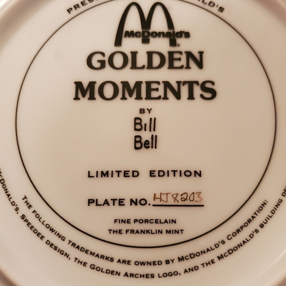 Vintage McDonalds Golden Moments Plate Bill Bell 1990s Ltd Edition Franklin Mint - Picture 3 of 3